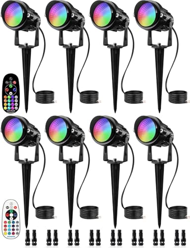 SUNVIE 12W RGB Color Changing Landscape Lights Low Voltage LED Landscape Lighting Remote Control...