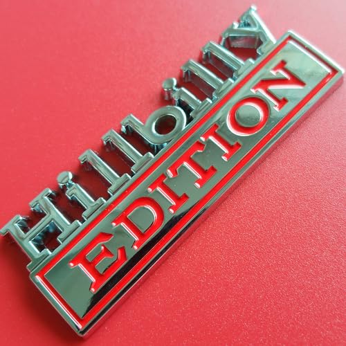 Image of Generic Hillbilly Edition Emblem with Strong Adhesive, Hillbilly Car Emblem 3D Badge Decal Car Truck Replacement Compatible with Universal Vehicle, Car, Truck, SUV (Silver Red)