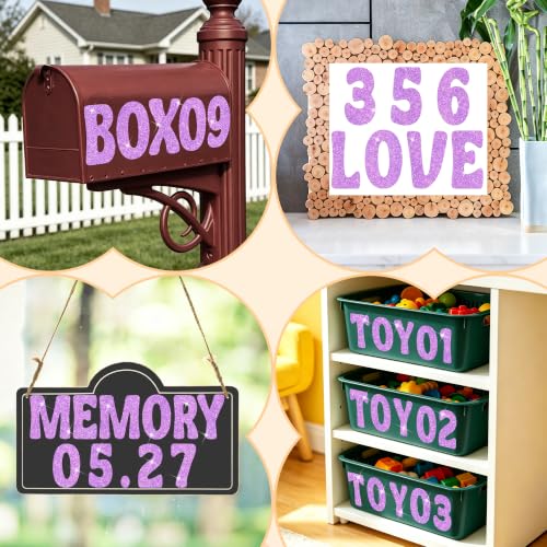 Image of Bulletin Board Letters 74 PCS Glitter Letter Stickers Large 5 Inch, Purple | 12 Sheets,Alphabet Number Stickers,Self-Adhesive,Sticker Letters for Poster Board,Classroom,Display,Mailbox,Craft,Party Decor
