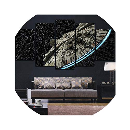Modern Wall Art Pictures Home Decor Posters 5 Panel Star Wars Destroyer Millennium Falcon Living Room HD Printed Painting Fram,30x40 30x60 30x80cm,NO Frame