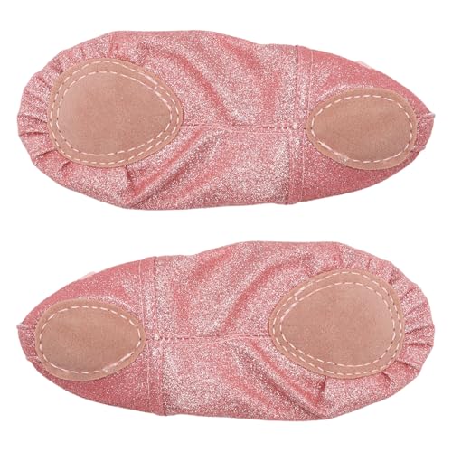 Children's Ballet Slippers: Non-Slip Soft Sole, Sparkly Bow for Practice & Studio3