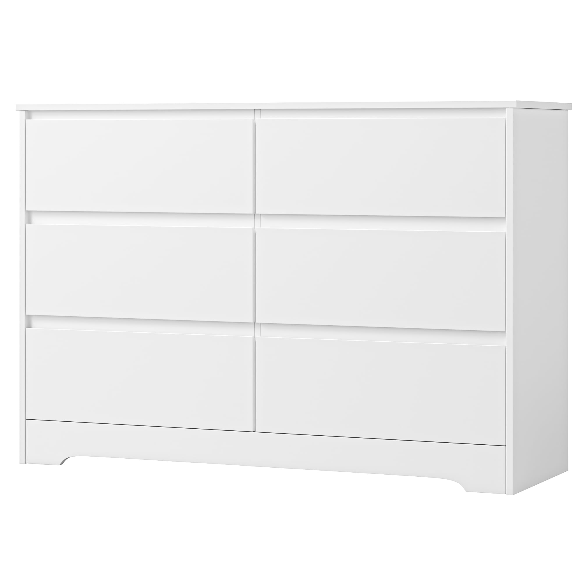 FOREHILL Cassettiera Camera da letto 120cm,Cassettiera Bianca con 6 Cassetti,Comodino con Cassetti Moderno, Spedito in 2 pacchi,adatto per Camera da Letto, Corridoio, Soggiorno,Ufficio 120x40x82cm