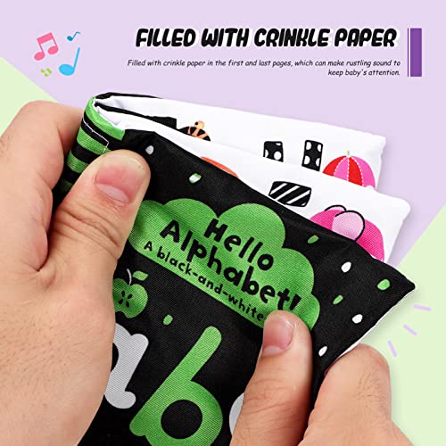 Image of 2 Pcs Baby Cloth Books - High Contrast Crinkle Books for Early Learning, Soft Fabric Educational Toys for Infants, Newborns, and Toddlers Ages 0-3 Years