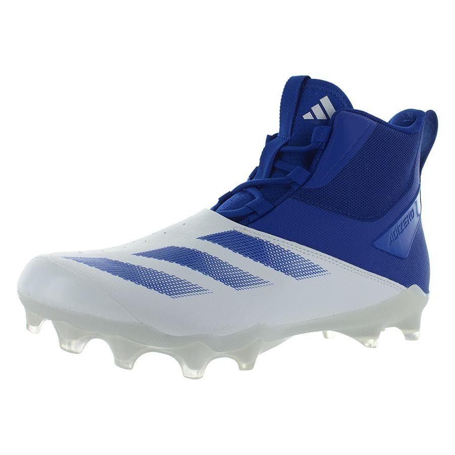 Image of Adidas Adizero Chaos Lineman - Men's (IF5120, White /White /Team Royal Blue) Size 9.5
