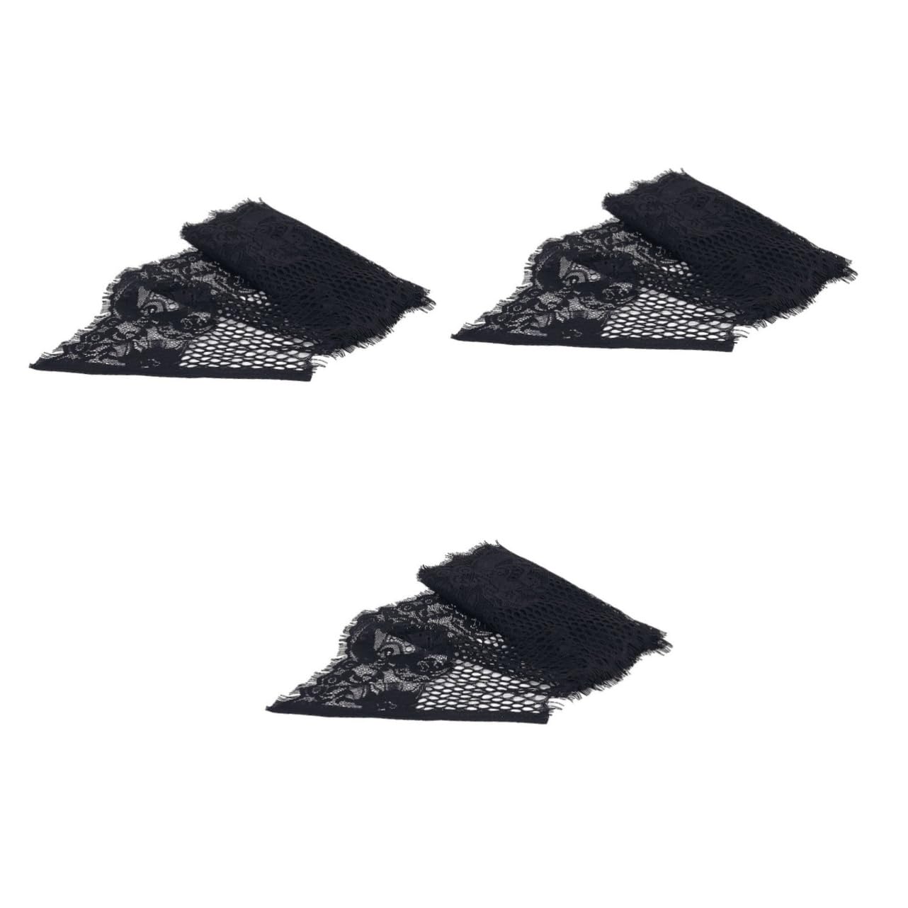 SHINEOFI 3piezas Encaje Negro De Yardas Ribete Floral Para Manualidades y Costura Para Ropa Disfraces y Cortinas De Material