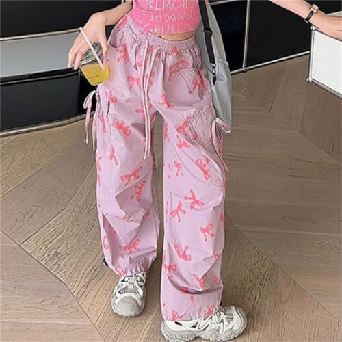 Moonker Teen Girls Baggy Palozzo Pants Loose Wide Leg Straight Elastic Waist Casual Trousers Bow Little Girls2