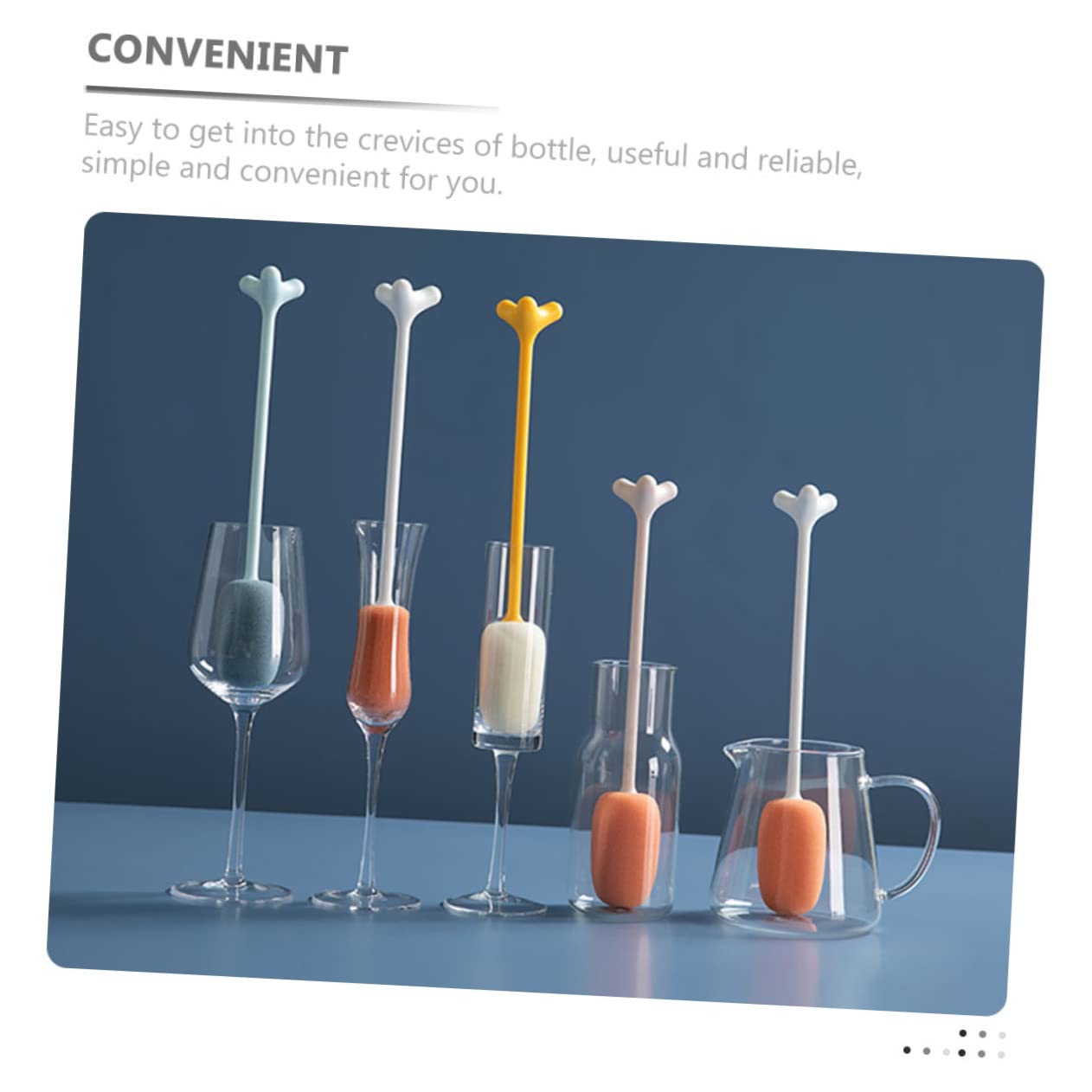 NAMOARLY 2 Pcs Sponge Long Handled Brush Cup Cleaning Milk Bottle Brush Bottle Cleaning Brushes Bottle Cleaner Limpiador De Biberones De Kettle Lid Brush Cleaner Brush Plastic