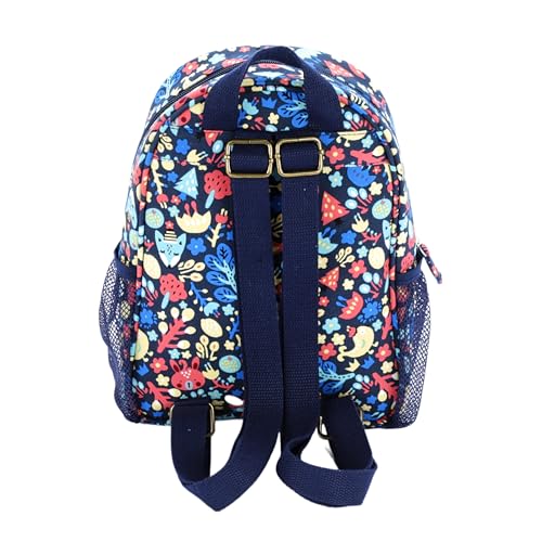 Mini Size Backpack for Little Kids/Toddler (Age 3-8 Y) - Woodland Animals Print/Navy3