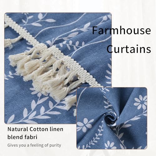 Image of Schweek Navy Blue Boho Curtains 84 Inches Length 2 Panels for Living Room
