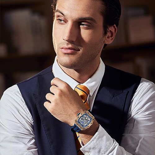Image of TSAR BOMBA Mens Luxury Watch Automatic Watches for Men 50M Waterproof Japanese Mechanical Movement Tonneau Stainless Steel Case Sapphire Glass Big Face Cool Unique Fashion Gift Men