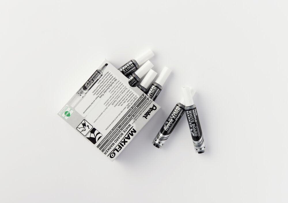 Pentel Maxiflo Borrado en Seco Punta Plana Rotulador - Negro
