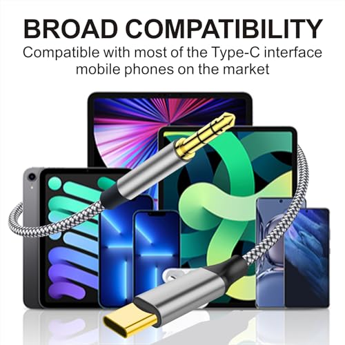 Cable USB C a Jack 3.5mm Audio Auxiliar 6.5FT miniatura 3