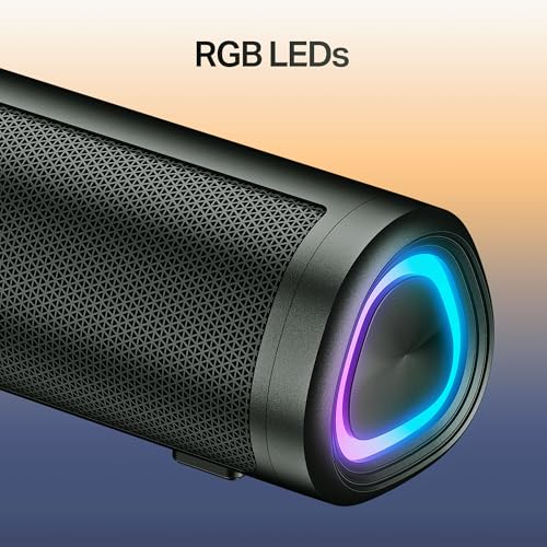 Image of Boat Aavante 2.0 150, 2.0 CH, 16W Signature Sound, RGB LEDs, Dual Full-Range Drivers, Upto 5H Battery, TWS, Multi Ports, Bluetooth Sound bar, Home Theatre Soundbar Speaker (Premium Black)