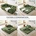 4-in-1 Folding Convertible Sofa Bed, 78 Inch Oversized Corduroy Upholstered Boneless Couch, Loveseat Sleeper with Pull Out Bed, Floor Sofa Modular Futon Couch for Living Room Bedroom Lounge, Green
