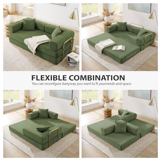 Convertible 4-in-1 Sofa Bed in Green