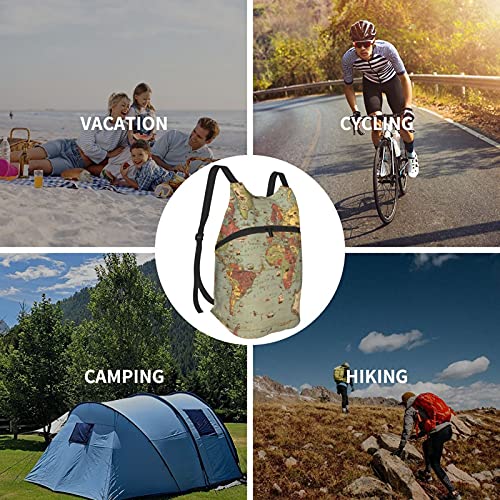 Jedenkuku World Map Vintage Ancient Shabby Chic World Map Compass Waterproof Folding Portable Backpack Men And Women Travel Shopping Sports Leisure One Size #TOP6