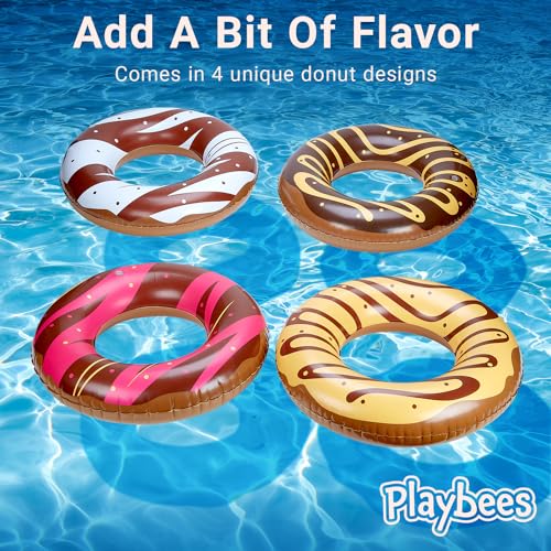 Playbees Donut Pool Floats - 4 Pack - 20 Inch - Inflatable Floaties For Kids - Fun Summer Water Toy For Pool Parties And Decorations thumb #4