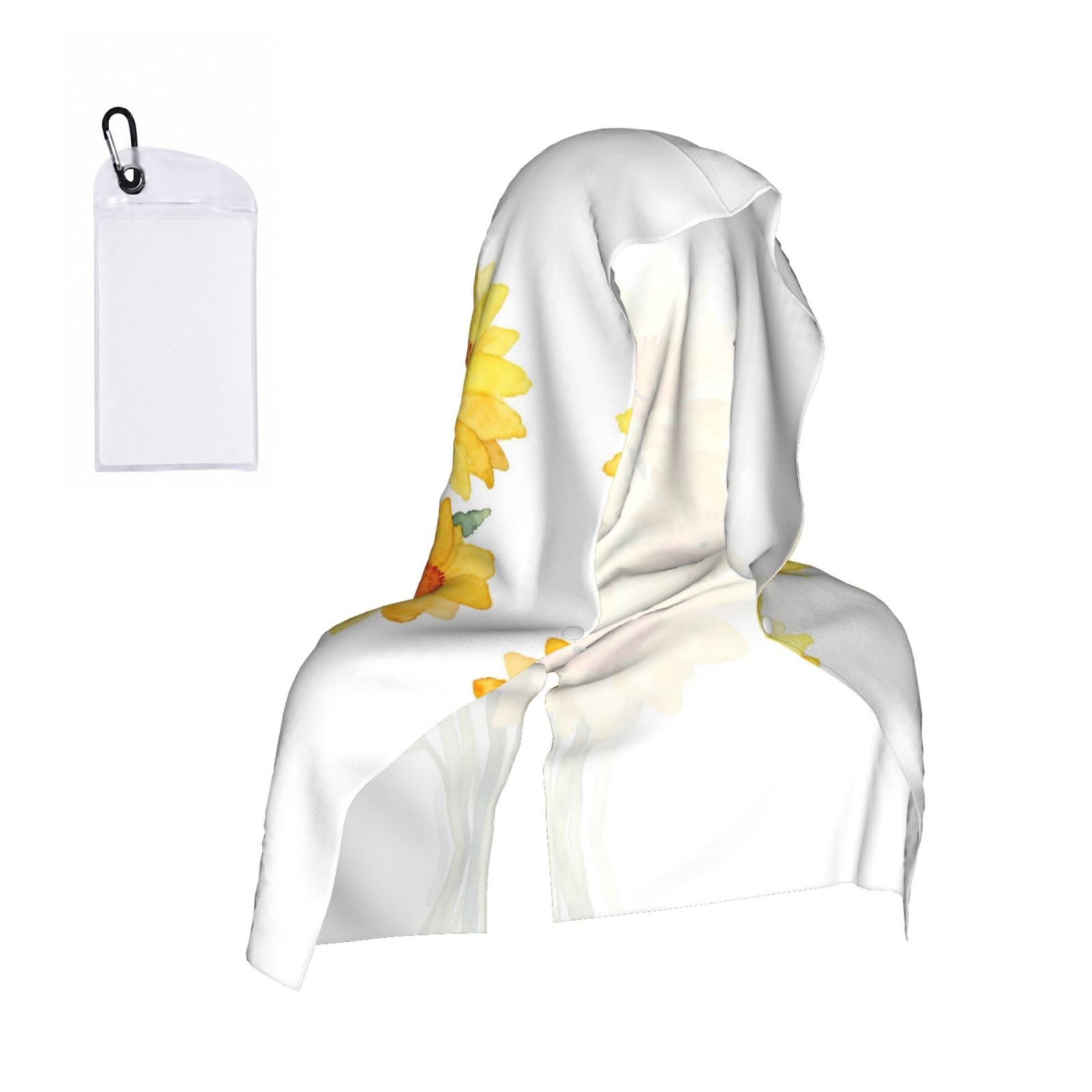 CNTDBU Smiling Sun Bouquet Cooling Towel Hooded-Instant Chill Neck Cover for Sports, UV Cooling Rag for Running Gym