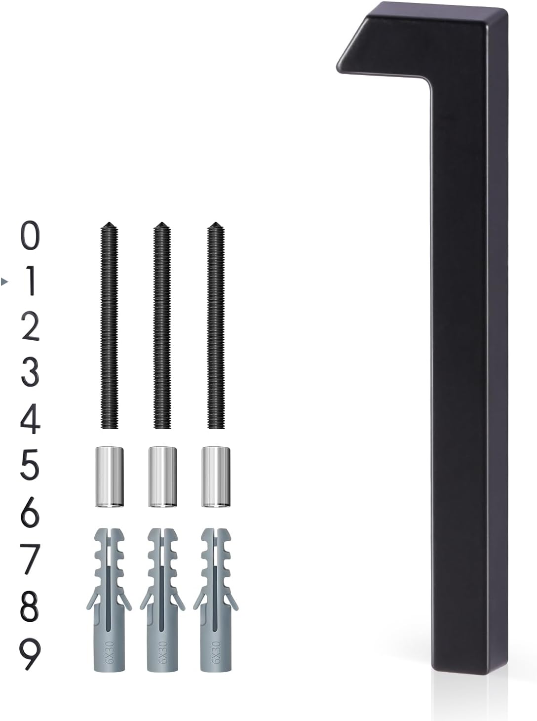 Floating House Number 1, YIPLED 6 Inch Modern House Numbers for Home, Mailbox, Street (Black)