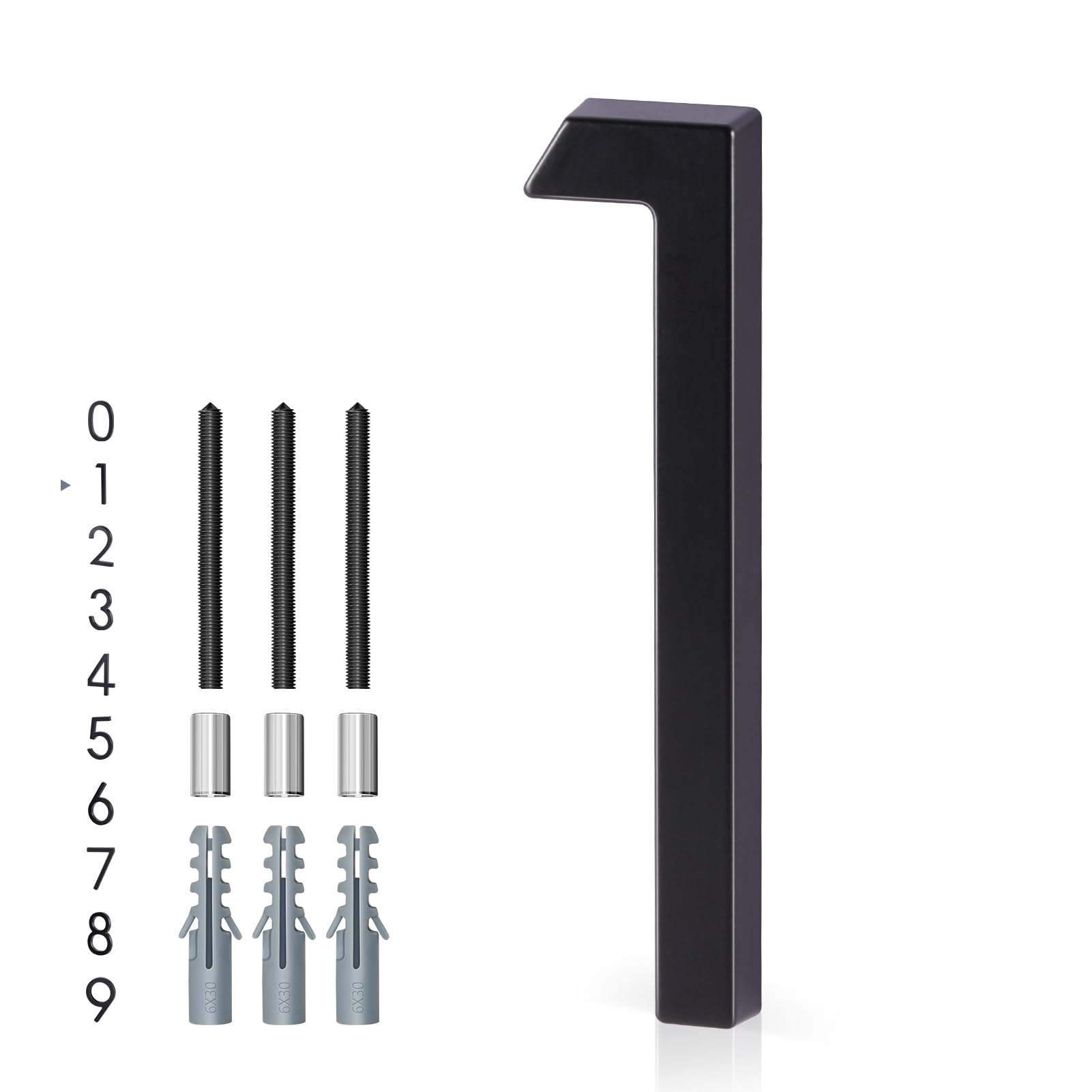 Floating House Number 1, YIPLED 6 Inch Modern House Numbers for Home, Mailbox, Street (Black)