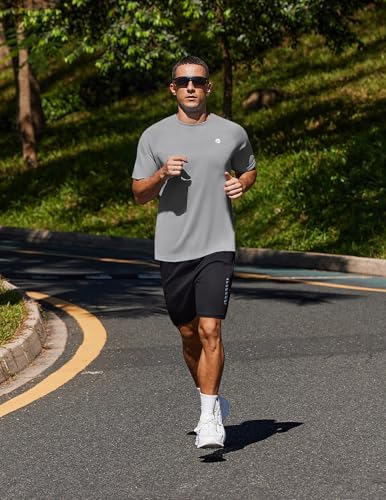 Image of PINSPARK Workout Shirts for Men UPF 50+ Quick Dry Athletic Gym Tee Shirts Mens Short Sleeve Running Cooling Swimming T-Shirt