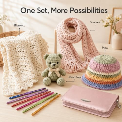 Image of Coopay Crochet Hooks Set with Zipper Pouch, 16PCS Metal Crochet Needles