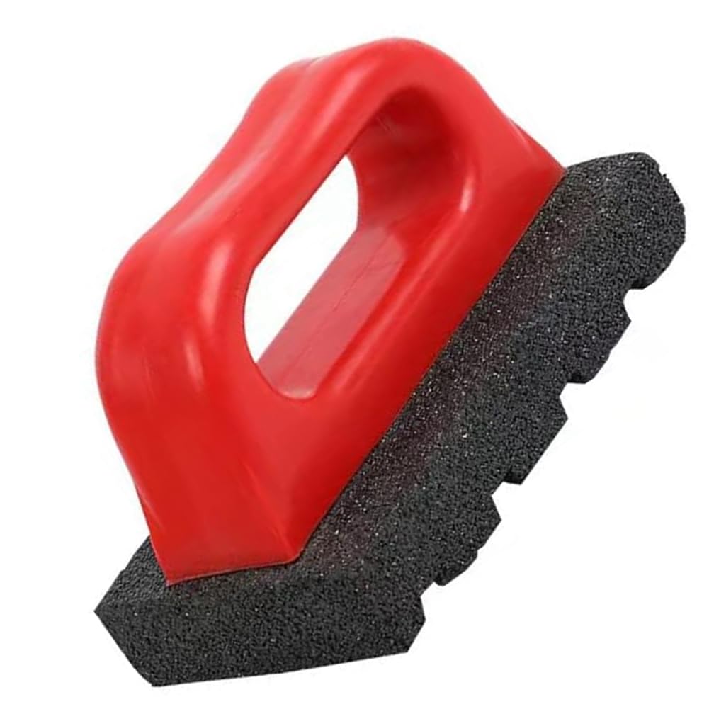 Sknrlko Masonry Rubbing Brick, Fluted Rub Bricks, 20 Grit, Plastic Handle, Red - Image 4