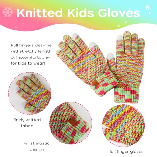 Kids Hat Scarf Gloves Set Toddler Winter Knit Beanies Neck Warmer Gaiter4