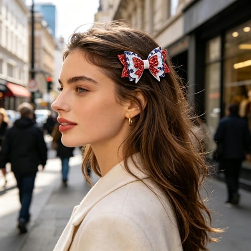 Pinzas para cabello con moños glitter patrióticos 2 piezas miniatura 5
