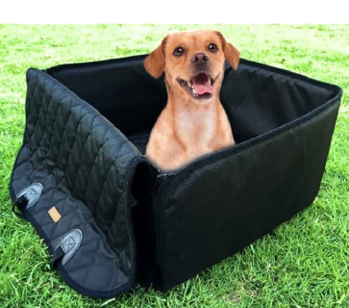 Flow.month Pet Front Seat Cover Pet Booster Seat,Deluxe 2 In 1 Dog Seat Cover For Cars Waterproof Dog Front Seat Cover Pet Bucket Seat Cover With Safety Belt(Black) #TOP2