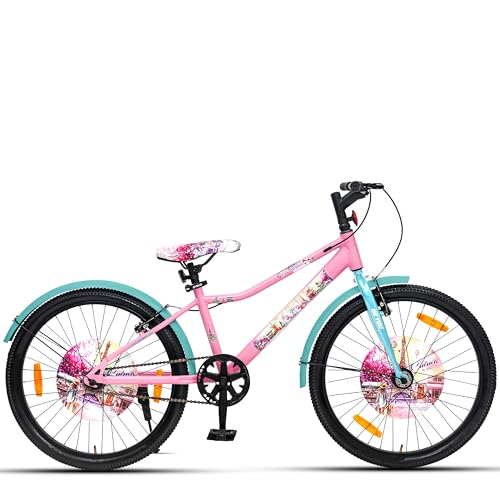 Image of Emma Cycle for Kids 10 to 15 Years Girls (Baby Pink /Sea Green, 24T)