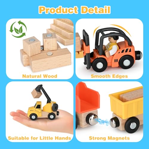 Image of Vanplay Crane Toy Construction Site Vehicles Children - Wooden Construction Site Toy from 3 Years Boy with Ship, Truck Crane Truck Dump Truck Trailer & Forklift Gift 3 4 5 Years Boy