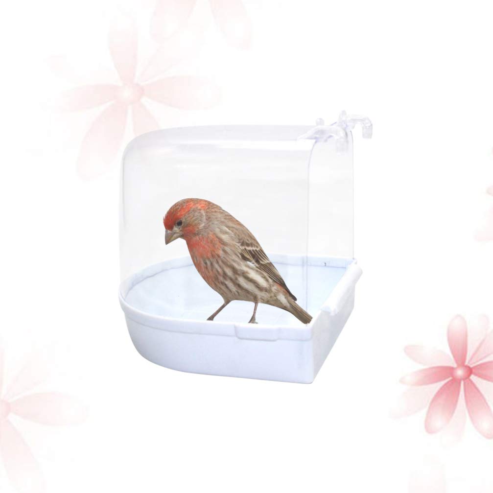 Bird Bath Cage, Multi Cage Bird Bath Covered No-Leakage Bird Bathtub with Hanging Hooks Cage Accessory for Small Bird Parrots Lovebirds Canary Portable Shower