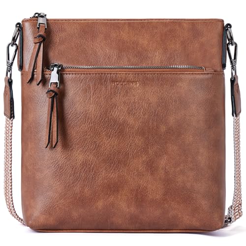 Roulens Trendy Crossbody Bag for Women,Lightweight Medium Crossbody Purse Soft Leather Women's Shoulder Handbags with Adjustable Wide Strap