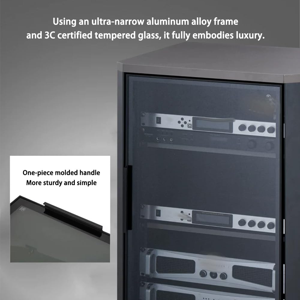 Estante para amplificador de equipos audiovisuales 11U, 63 cm de alto, estructura estable, gran capacidad de carga, gabinete KTV