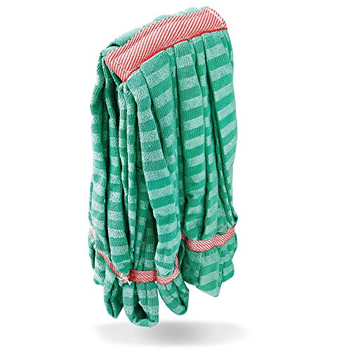 Libman Commercial 2121 Medium Microfiber Wet Mop Head, Microfiber Tubes with Tail Band, Green (Pack of 10)