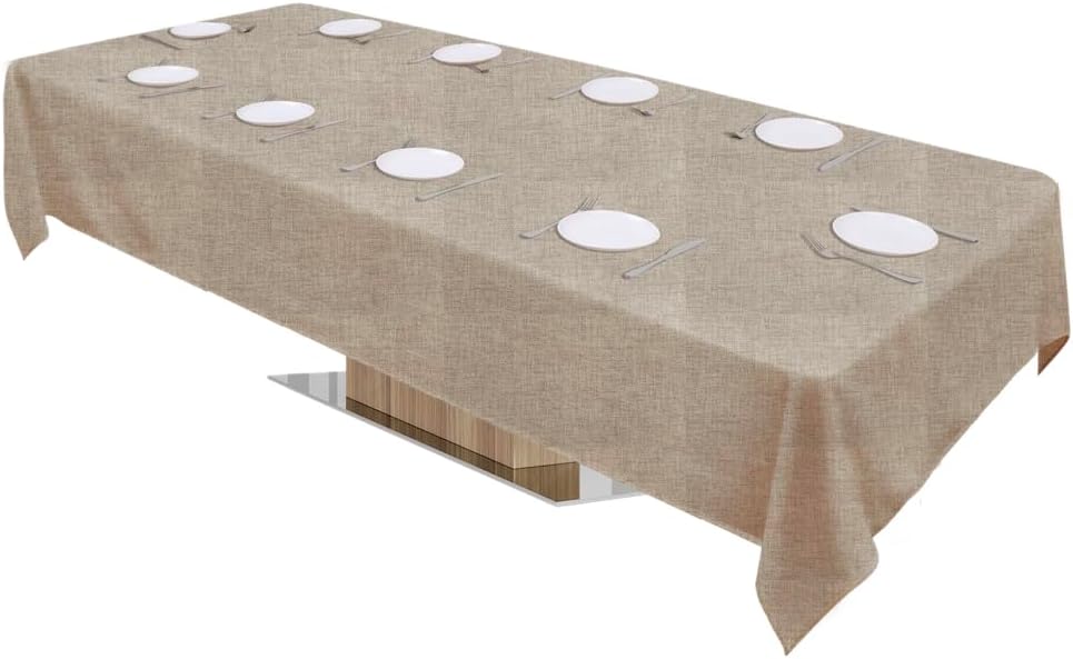 Urby Extra Wide & Long Farmhouse Tablecloth. Faux Linen Burlap Brown Table Clothes for 8-10 Foot Rectangle Tables That Seats 8-10 Person. Manteles De Mesa De Tela para Fiestas De 8 Sillas.