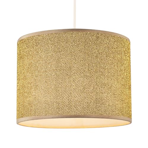 Modern and Designer Mini Diamond Gold Glitter Fabric Lamp Shade 25cm Diameter | for Table or Ceiling Pendant by Happy Homewares - Image 3