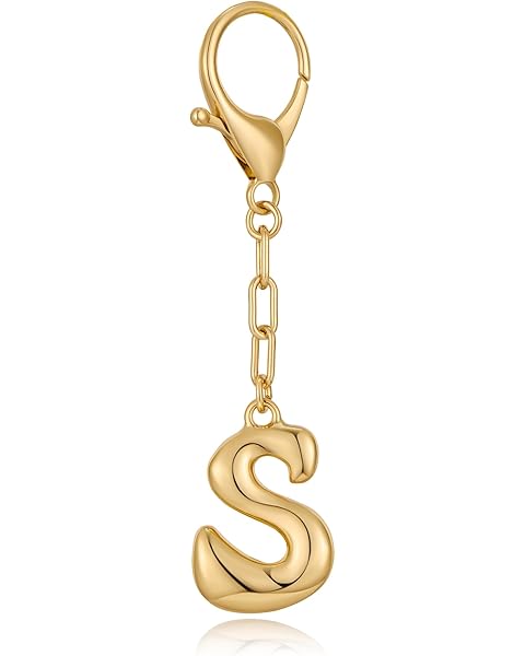 LILIE&WHITE Gold Bubble Initial Keychain For Women Handbag Charms Fashion Alphabet Keychain Accessories Gift