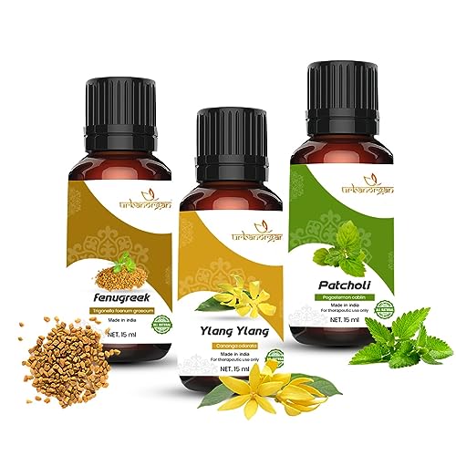Image of Pure Combo Of 3 Essential oil For Hair & Skin Natural Therapeutic Grade & Undiluted Oil 15ML (Fenugreek-Ylang-ylang-Patchouli)