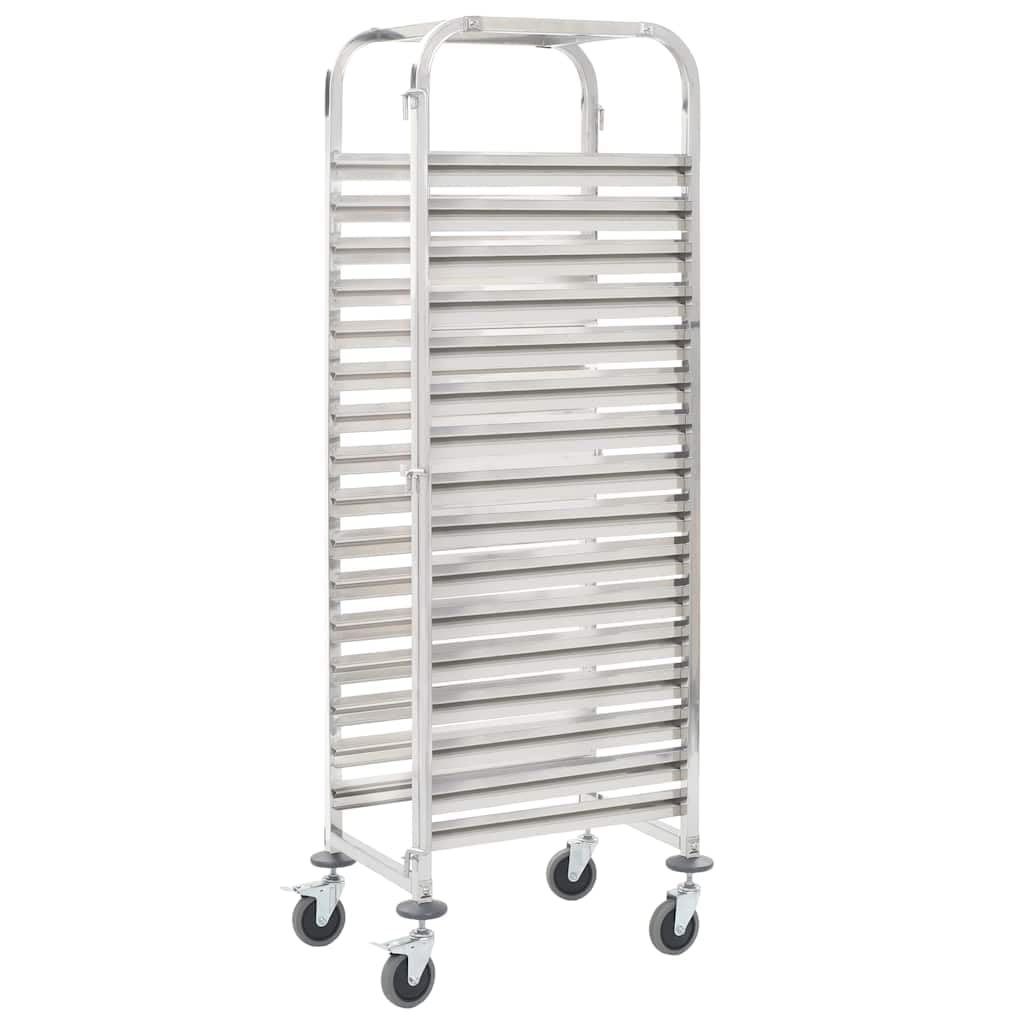 vidaXL Carrito de Cocina 16 Bandejas 38x55x163 cm Acero Inoxidable Cocina Mobiliario Hogar Hostelería Práctico Ruedas Giratorias Robusto Estable