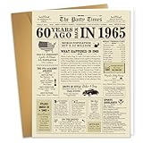 Ogeby Funny 60th Birthday Gifts for Women Men, Jumbo Back in 1965 Birthday Card, Vintage 60 Year Old Gifts for Dad Mom Grandma, Happy 60th Wedding Anniversary Cards