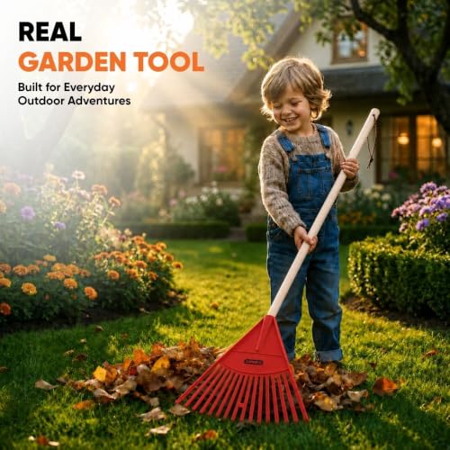 Image of Superio Red Kid Rake - Fun and Functional Gardening Tool for Children, 3-Pack