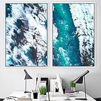 2 Piece Framed Canvas Wall Art Coastal Beach Canvas Prints Home Artwork Decoration for Living Room,Bedroom - 16