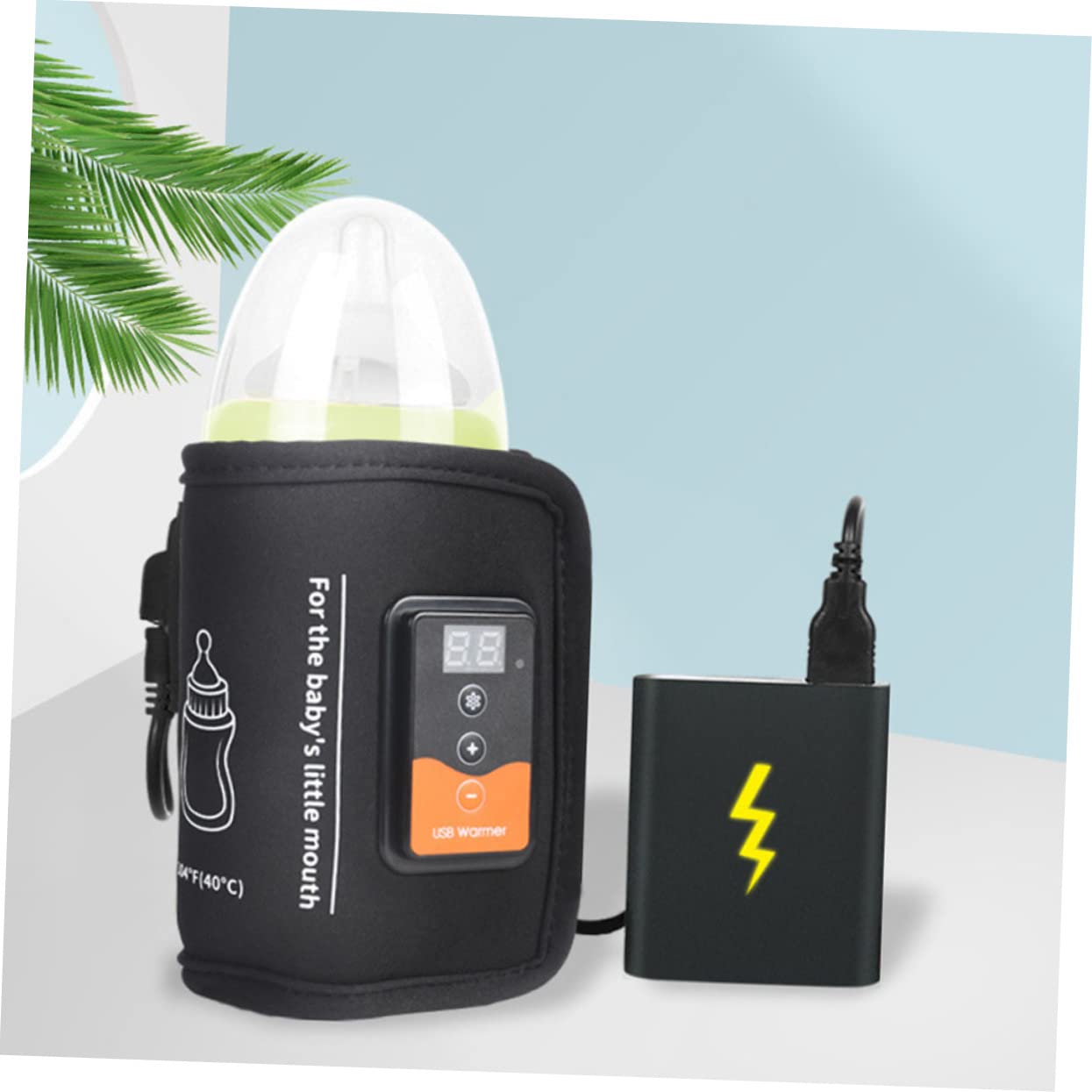 Portable USB Bottle Warmer for Breast Milk Temperature Digital Display Reusable Warmer for Travel Car Convenient Milk Heating for Go Parents