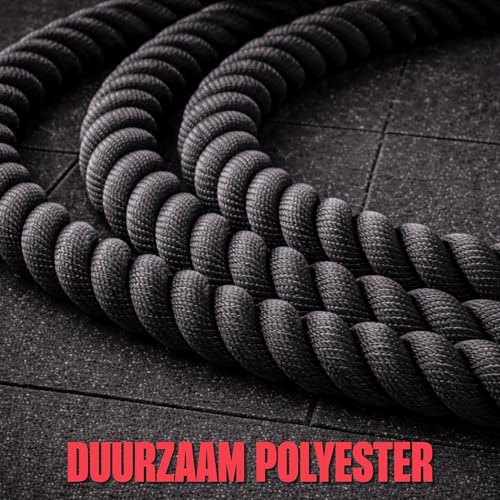 MATCHU - Battle rope - Fitnesstouw - 9M X 38 MM - Gewoven polyester - 8 KG - Zwart - Afbeelding 6