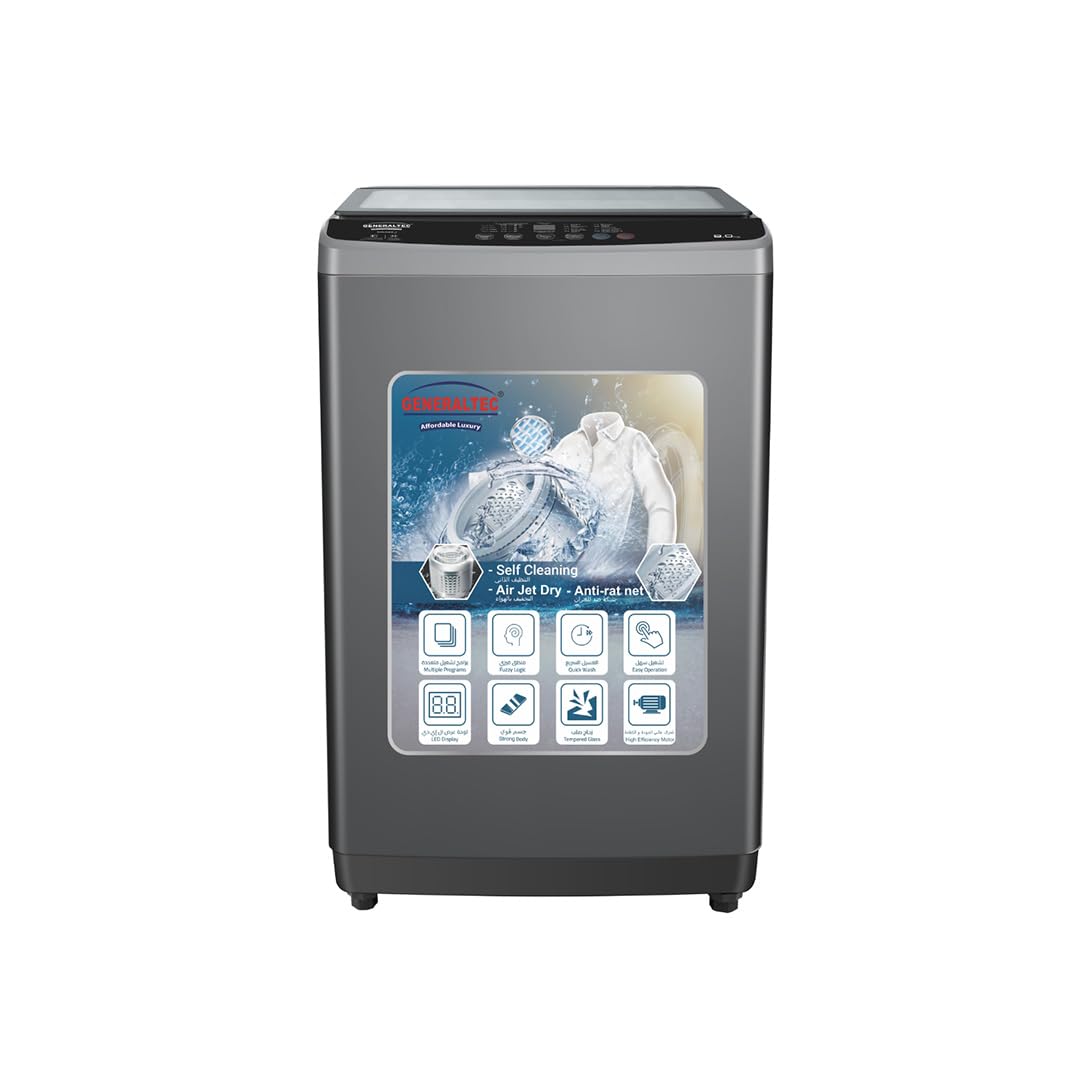 Generaltec 8 Kg Top Loading Washing Machine Fully Automatic Titanium ‎Drum Clean Color Grey Model – GWA8K – 1 Year Warranty