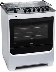 Fogão Consul 6 bocas Branco com botões removíveis e vidro interno vedado - CFS6NAB BIVOLT