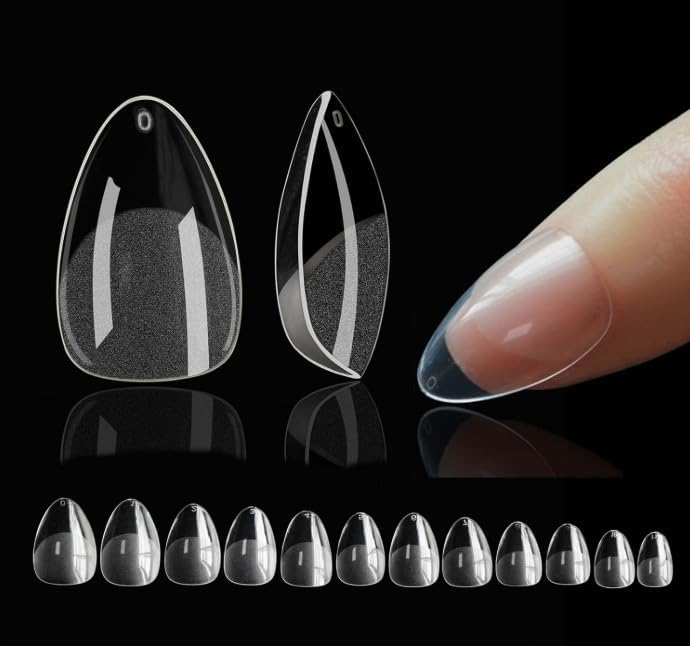 600 pcs short square nail tips | extra short clear half cover acrylic nails | 12 sizes soft gel tips for diy nail art & salon use
