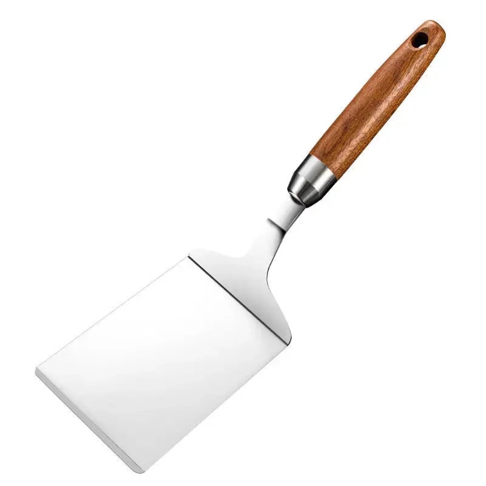 2 Stück Edelstahl-Steak-Kochspatel mit quadratischem Kopf Für Küchen Und Schränke | Pizzaschaufel, Pfannkuchen, Rindfleischwender, Schaber, Holzgriff, Grillutensilien for die Küche